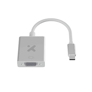 Xtech XTC-552 Adaptador USB-C a VGA, Display Adapter, Conector USB-C macho a VGA hembra, Resolución 1080p, Compatible Windows macOS Chrome OS Android, Carcasa Metálica, Cable 14cm, Plata