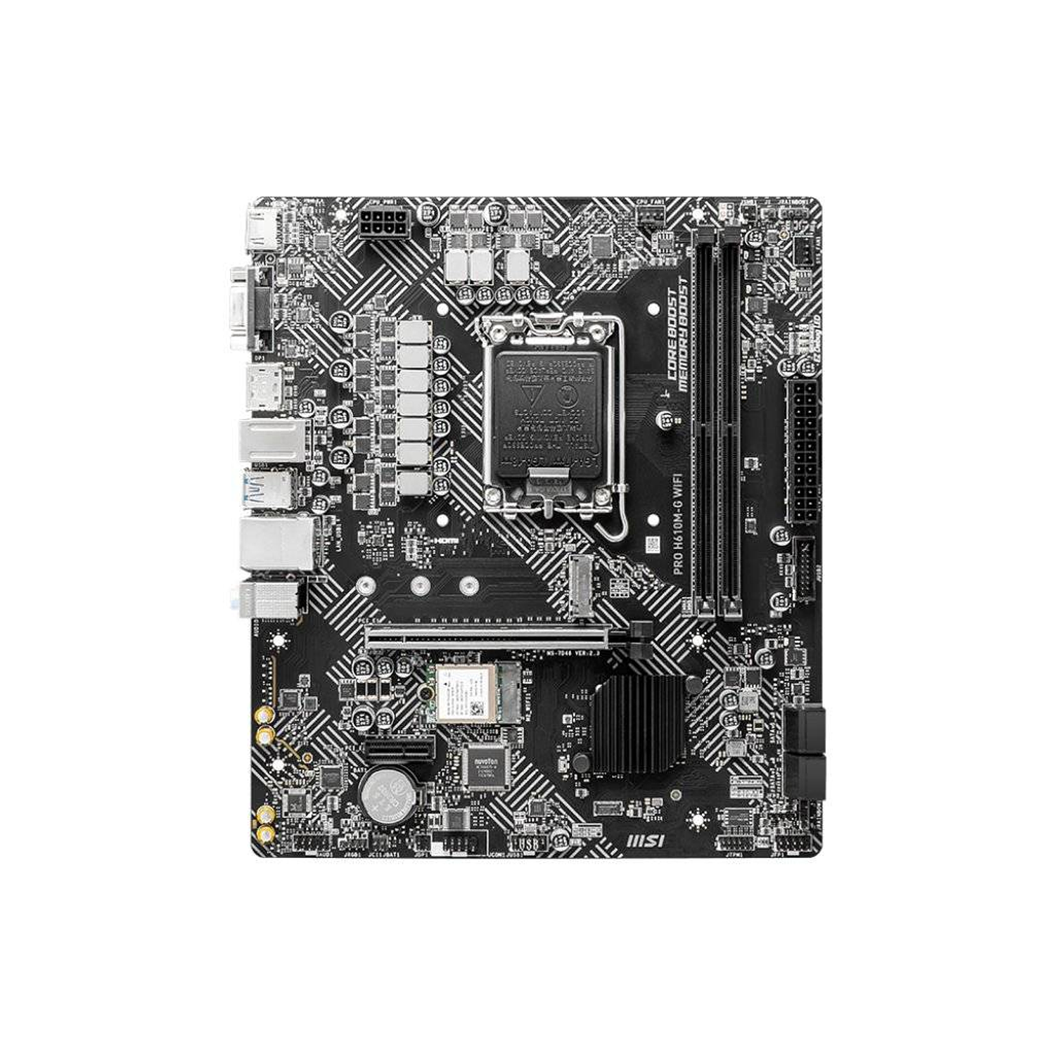 MSI PRO H610M-G WIFI Placa Madre Micro ATX, Socket LGA1700, Intel H610, Compatible Core i9, Core i7, Core i5, Core i3, Pentium, Celeron, Soporte DDR5, PCIe 4.0, Intel HD Graphics 1