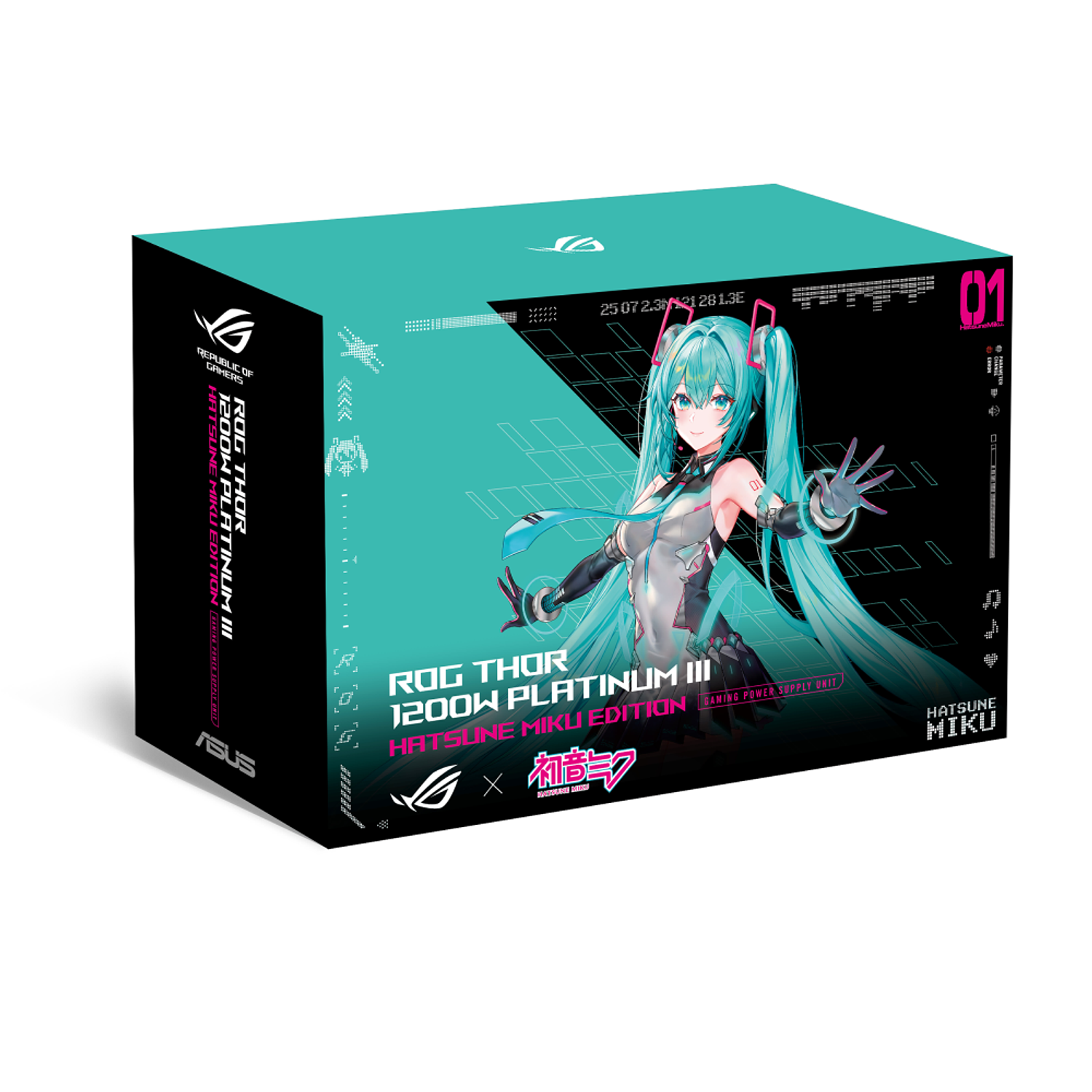 ASUS ROG Thor 1200W Platinum II Fuente de Poder Certificación 80 Plus Platinum, Edición Hatsune Miku con Panel OLED y Aura Sync 2