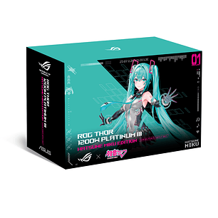 ASUS ROG Thor 1200W Platinum II Fuente de Poder Certificación 80 Plus Platinum, Edición Hatsune Miku con Panel OLED y Aura Sync