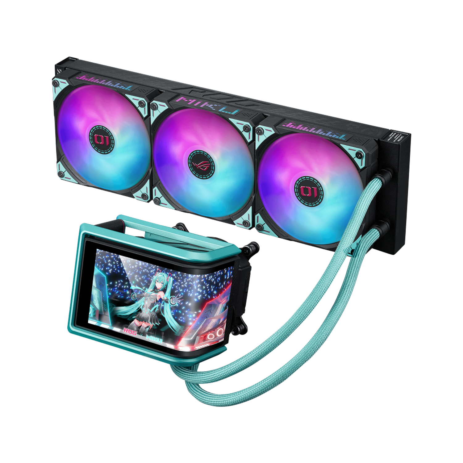 ASUS ROG Ryuo IV 360 Miku Sistema de Refrigeración Radiador de 360mm, Ventiladores ARGB de Alta Presión Estática y Personalización vía Armoury Crate Edición Hatsune Miku 1