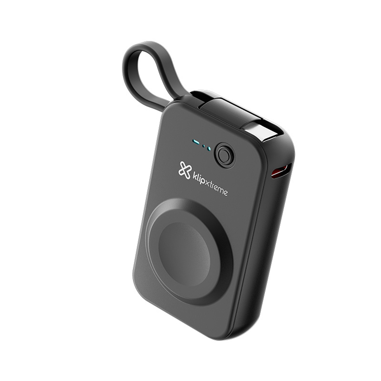 Klip Xtreme KPB-050 PowerWatch 2 en 1 Power Bank 2000mAh, Cargador Inalámbrico Apple Watch, USB-C Integrado, Carga Wireless 2.5W, Banco de Energía Portátil 1