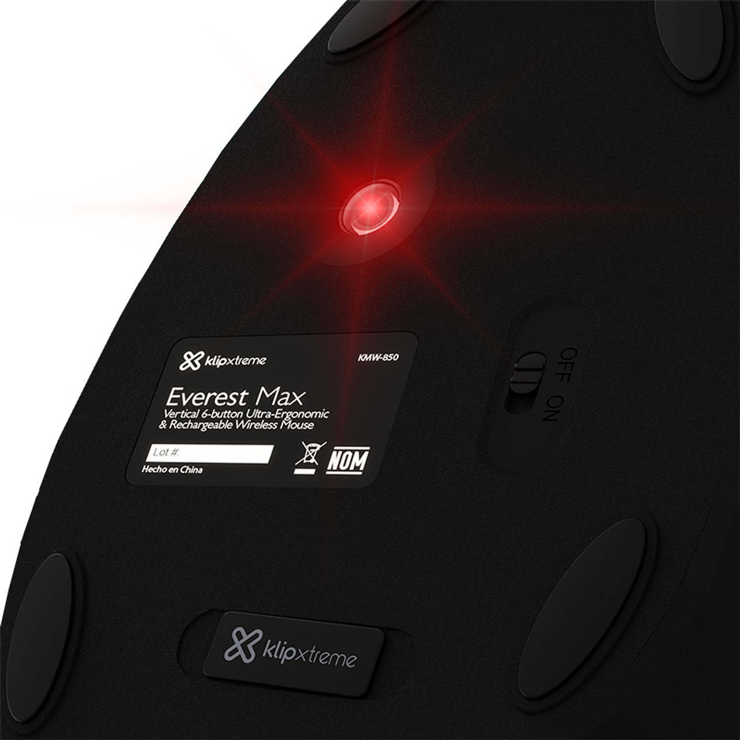 Klip Xtreme KMW-850 Mouse Inalámbrico Vertical Ergonómico, Wireless 2.4 GHz, Recargable USB-C, 6 Botones, 1600 DPI, Mouse Profesional Negro 5