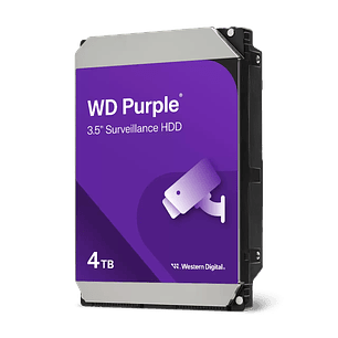 Western Digital WD44PURZ WD Purple 4TB Disco Duro Interno 3.5”, SATA, 5400 RPM, HDD para Videovigilancia 24/7, Compatible DVR NVR, AllFrame, WD44PURZ