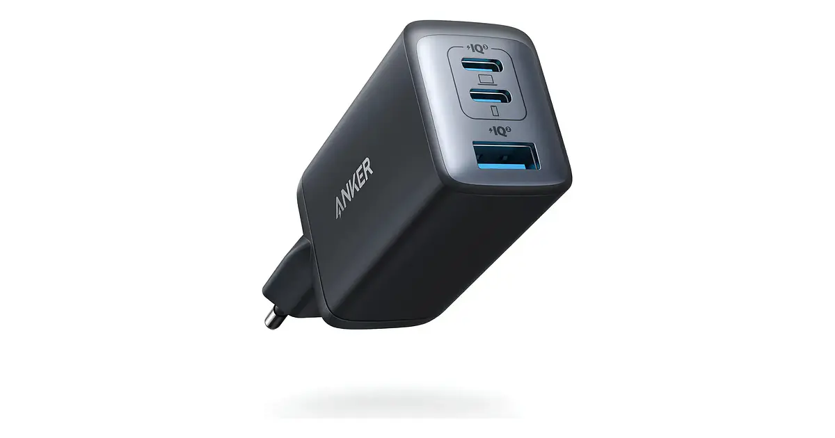 Anker 735, PowerPort III, Cargador de 3 Puertos, 65W, Negro