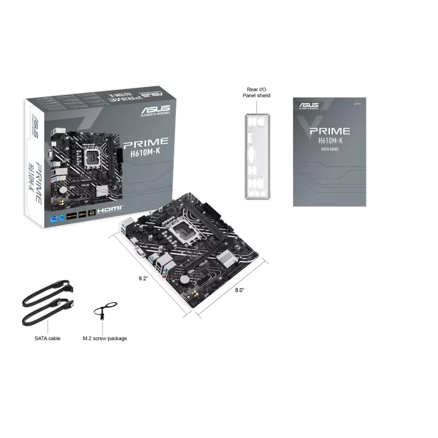 ASUS PRIME H610M-K Placa Madre Micro ATX, DDR5, LGA1700, Intel Core i7/i5/i3, Celeron, Pentium, M.2, PCIe 4.0, USB 3.2, CO, AS 7