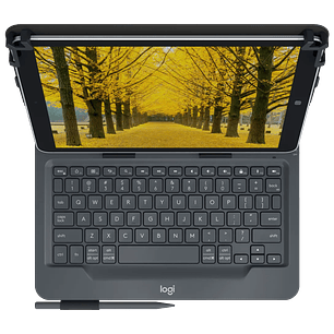 Logitech Universal Folio Teclado Bluetooth para Tablets 9 a 10 pulgadas, Funda con Teclado Inalámbrico QWERTY, Compatible iPad, Android y Windows