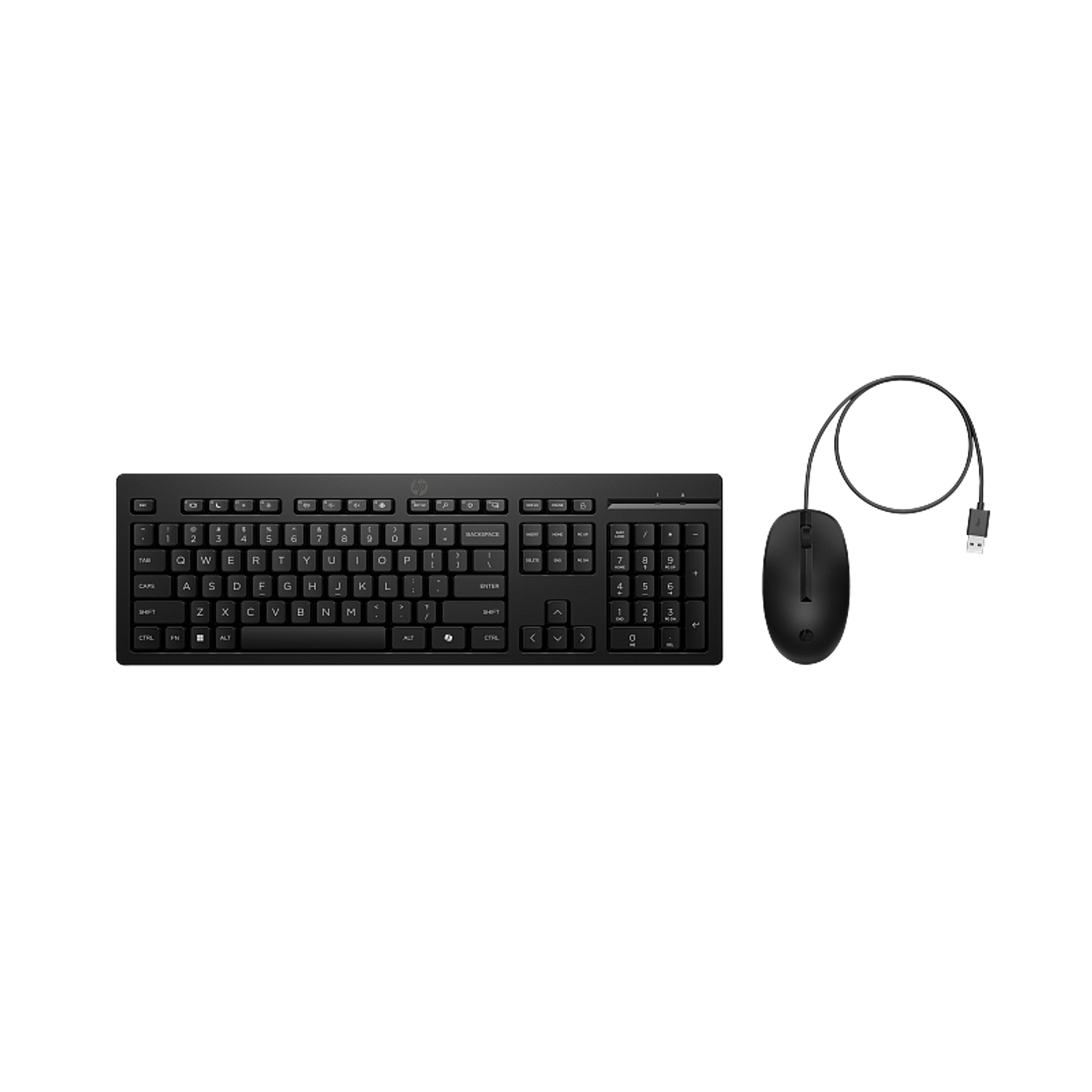 HP 225 Combo Teclado y Mouse con Cable USB, Teclado Español Tamaño Completo, Ratón Óptico, Tecla Copilot, Plug and Play, Compatible Windows, Negro 1