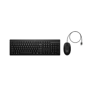 HP 225 Combo Teclado y Mouse con Cable USB, Teclado Español Tamaño Completo, Ratón Óptico, Tecla Copilot, Plug and Play, Compatible Windows, Negro