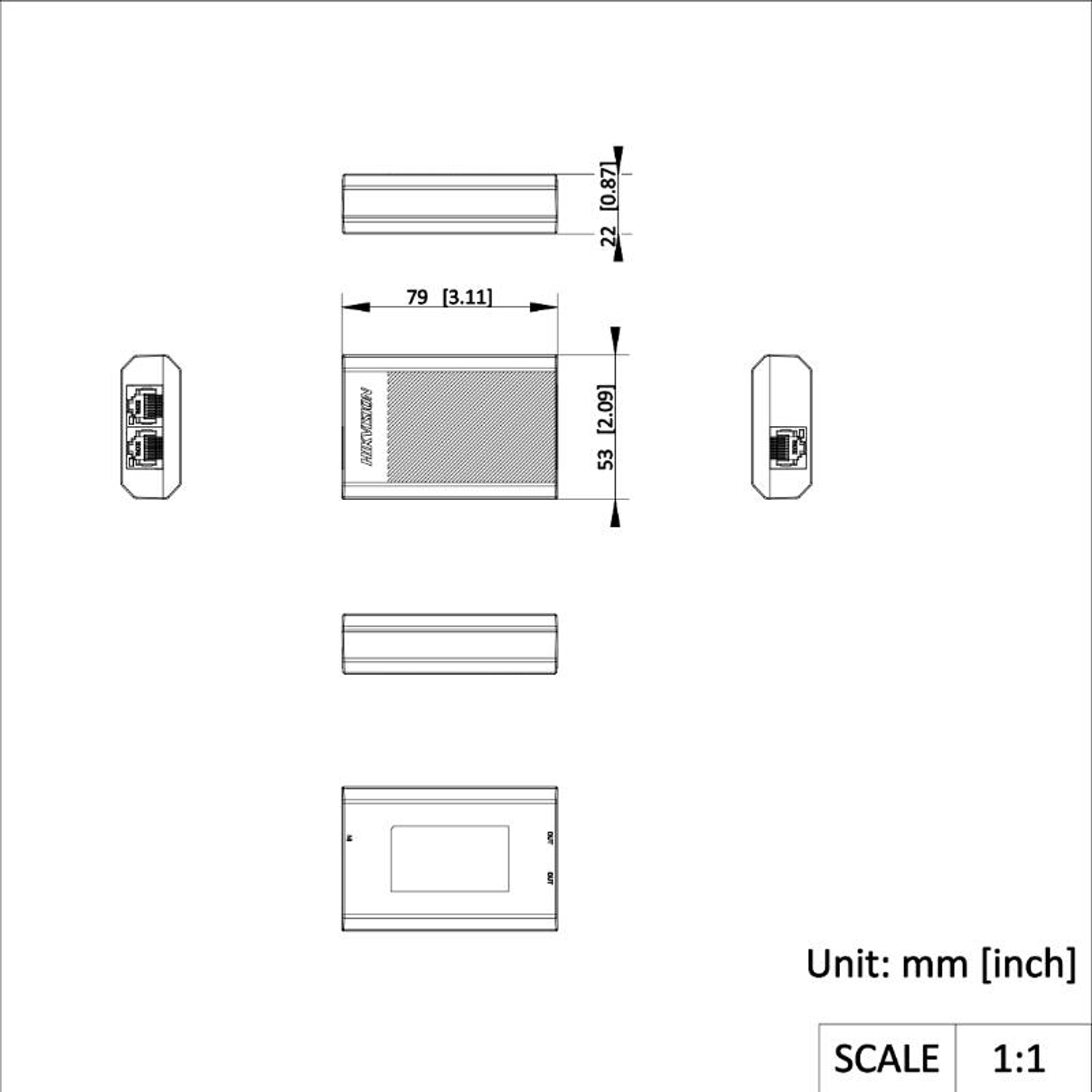 Hikvision DS-3E0103DP-E/R Repetidor PoE de 100 Mbps, 30 W 2