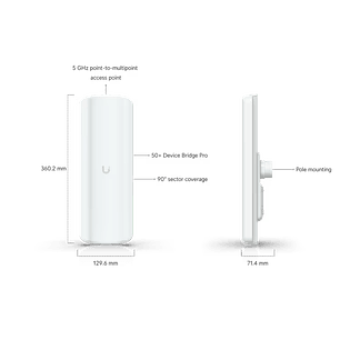 Ubiquiti UniFi UDB-Pro-Sector Antena Sectorial Wi-Fi 5, 5 GHz, Hasta 5 km, Puerto RJ45 GbE