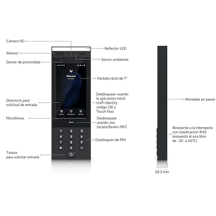 Ubiquiti UniFi UA-G3-Intercom Estación de Intercomunicación IP para Control de Acceso Inteligente
