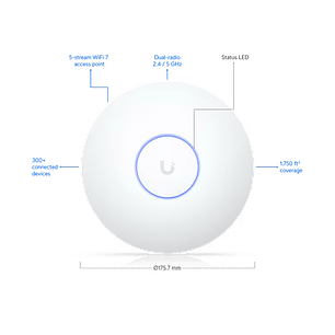 Ubiquiti UniFi U7-LR Punto de Acceso Inalámbrico Wi-Fi 7 de Largo Alcance y Alta Densidad 2.5 GbE