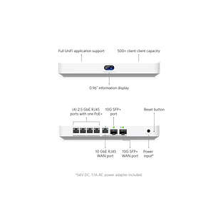 Ubiquiti UniFi Cloud Gateway Fiber UCG-Fiber Consola de Red 10G Compacta con Switch 2.5 GbE, PoE+ y Bahía NVMe para NVR