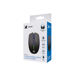 Xtech XTM-318 Mouse Óptico Inalámbrico, 3200 DPI, 4 Botones, LED Multicolor, USB Plug & Play