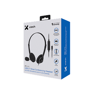 Xtech XTH-245 Audífonos USB-C para Conferencias, Micrófono Omnidireccional, ENC, Control en Cable, Estéreo
