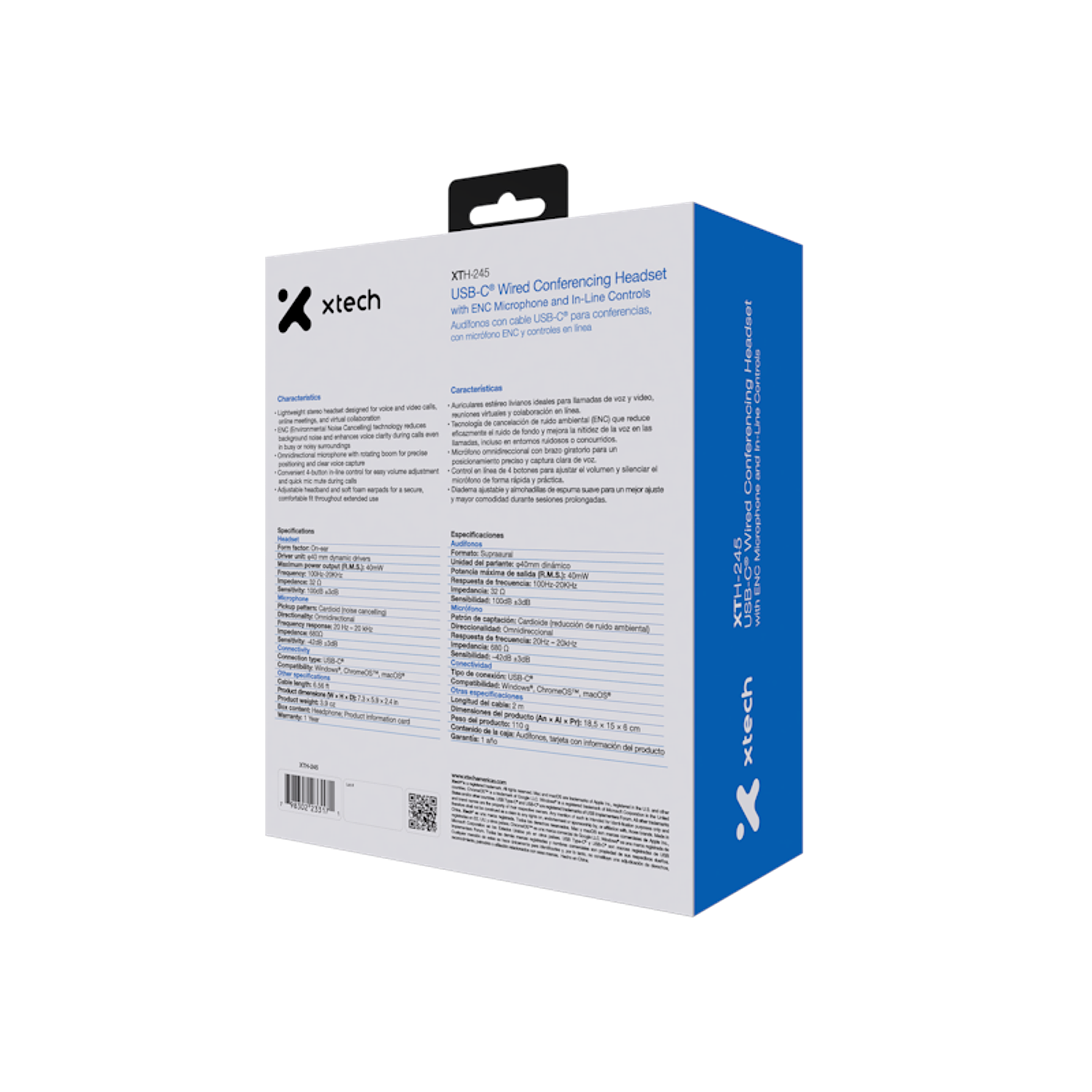 Xtech XTH-245 Audífonos USB-C para Conferencias, Micrófono Omnidireccional, ENC, Control en Cable, Estéreo 3