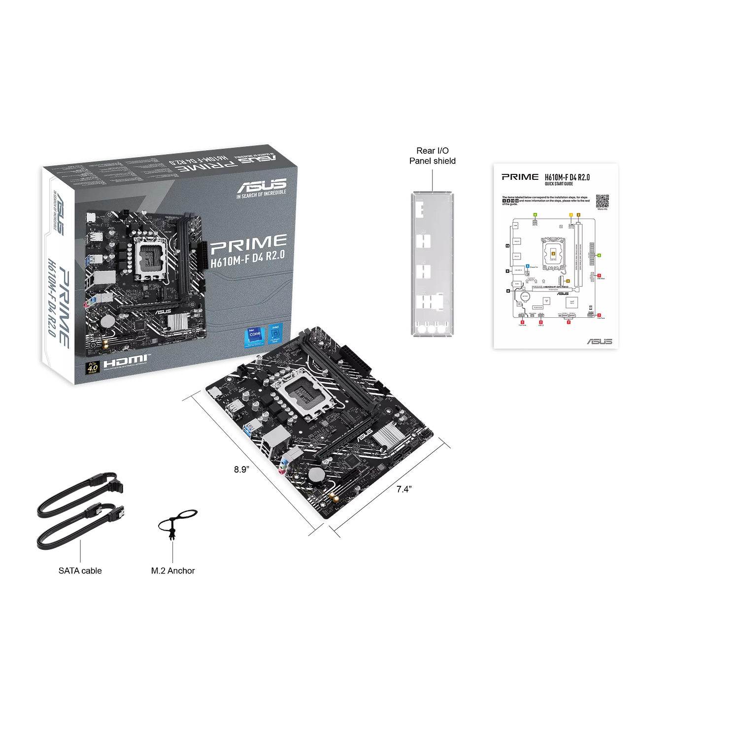 ASUS PRIME H610M-F D4 R2.0 Placa Madre micro-ATX Intel H610 LGA 1700, PCIe 4.0, M.2, DDR4, Ethernet Realtek 1Gb, HDMI™, SATA 6 Gbps,  8