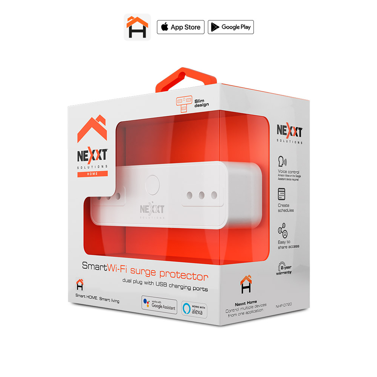 Nexxt Solutions NHP-D720 Enchufe Inteligente Wi-Fi 220V, 2 Tomas, 2 USB, Control por App, Programable, Compatible Alexa y Google, Ahorro de Energía, Fácil Emparejamiento, Hogar Inteligente 1