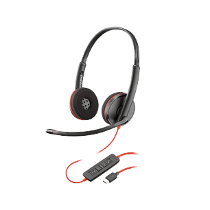 Poly Blackwire 3220 Auriculares Alámbrico USB Profesionales con Micrófono, Audio Estéreo, Controles en Cable, Ideal Oficina y Videollamadas