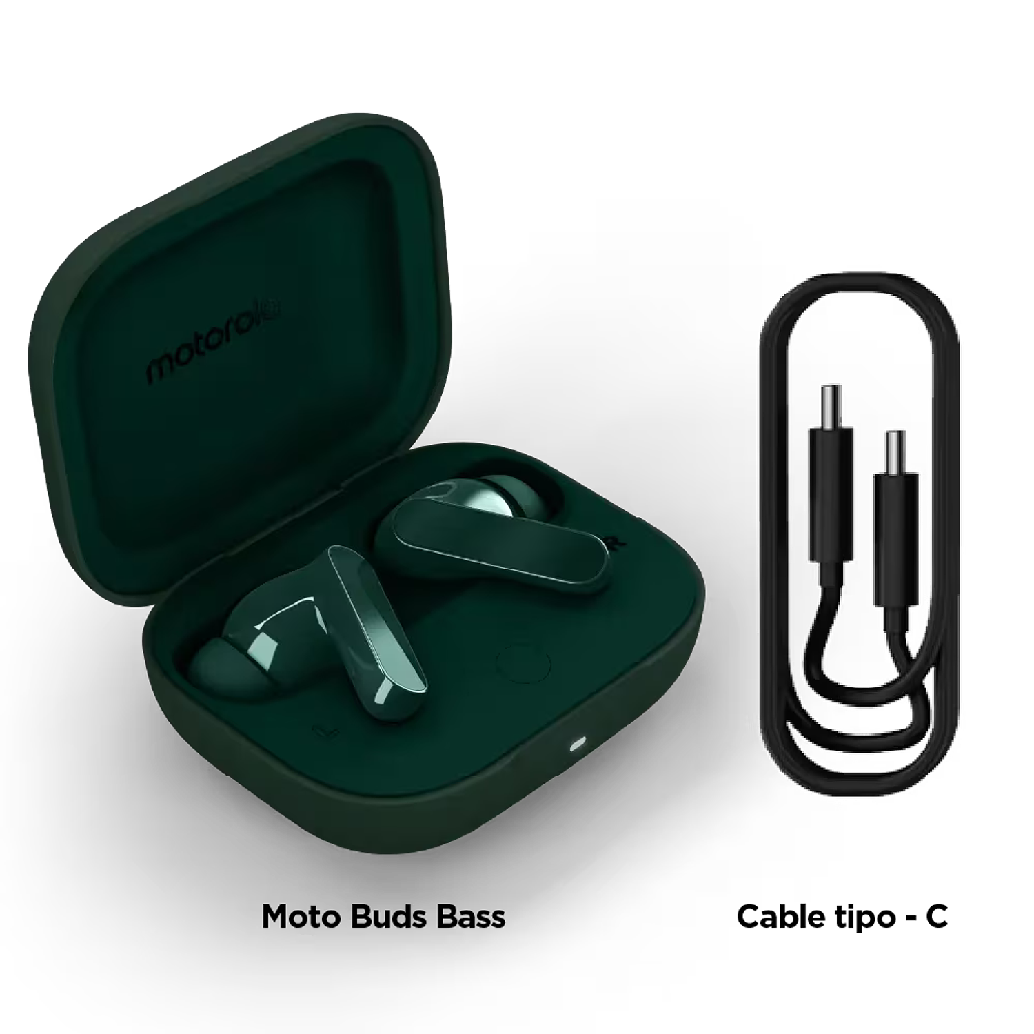 Motorola Moto Buds Bass Verde Audífonos Inalámbricos Bluetooth, Hi-Res Audio, Graves Intensos, Cancelación Activa de Ruido 50 dB, Autonomía 43 h, IPX4 2