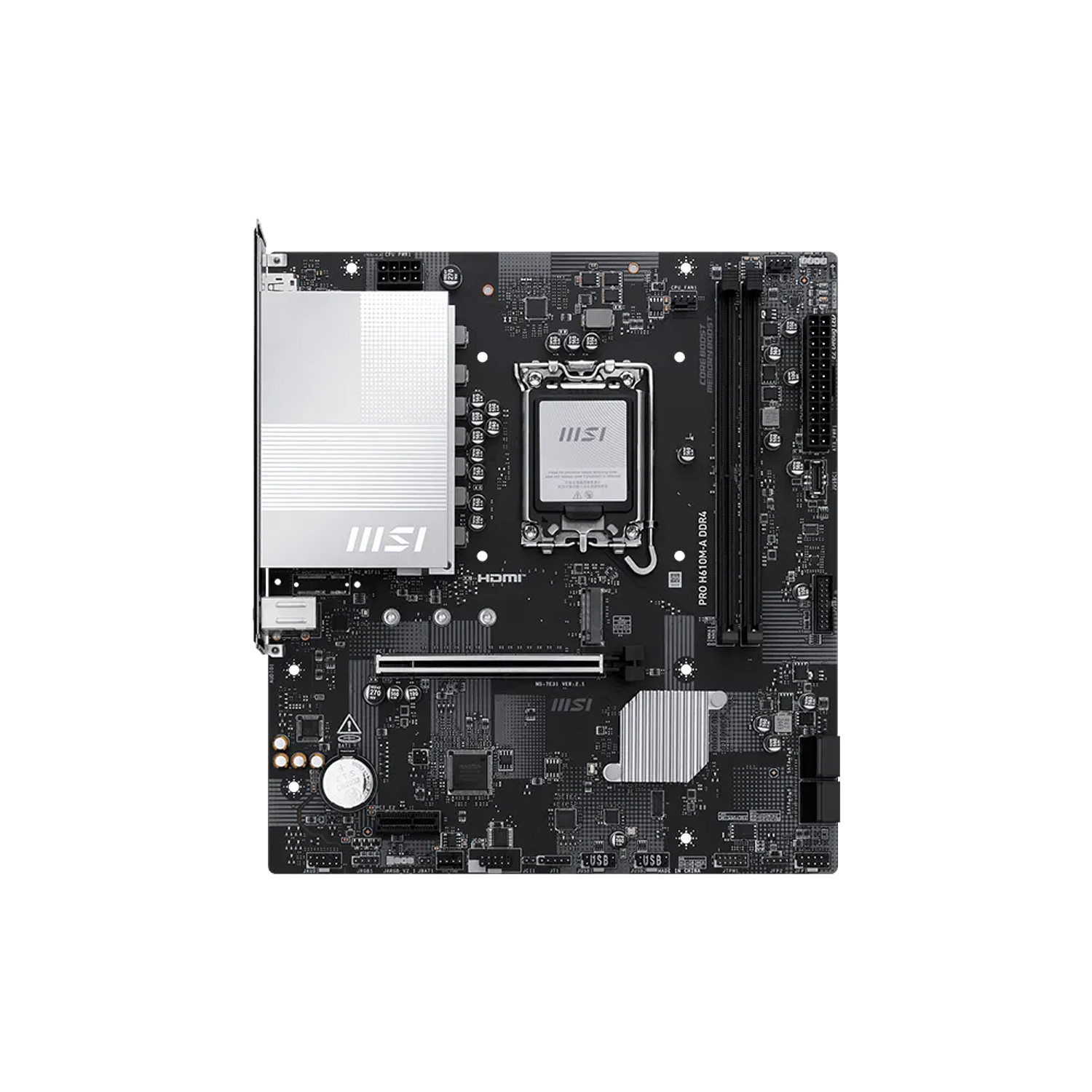 MSI PRO H610M-A DDR4 Placa Madre LGA 1700, Intel 14ª 13ª 12ª Gen, PCIe 4.0 x16, LAN 2.5G, DDR4 3200MHz, Micro-ATX, Motherboard Intel H610, HDMI 2.1, DisplayPort 4K, M.2 NVMe, SATA 6Gb/s 2