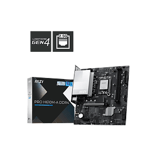 MSI PRO H610M-A DDR4 Placa Madre LGA 1700, Intel 14ª 13ª 12ª Gen, PCIe 4.0 x16, LAN 2.5G, DDR4 3200MHz, Micro-ATX, Motherboard Intel H610, HDMI 2.1, DisplayPort 4K, M.2 NVMe, SATA 6Gb/s