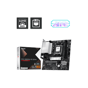 MSI PRO B850M-B GEN4 Placa Madre AM5 mATX, DDR5 8200+ OC, PCIe 5.0 M.2, 2.5G LAN, HDMI 2.1, DisplayPort, Ryzen 9000/8000/7000