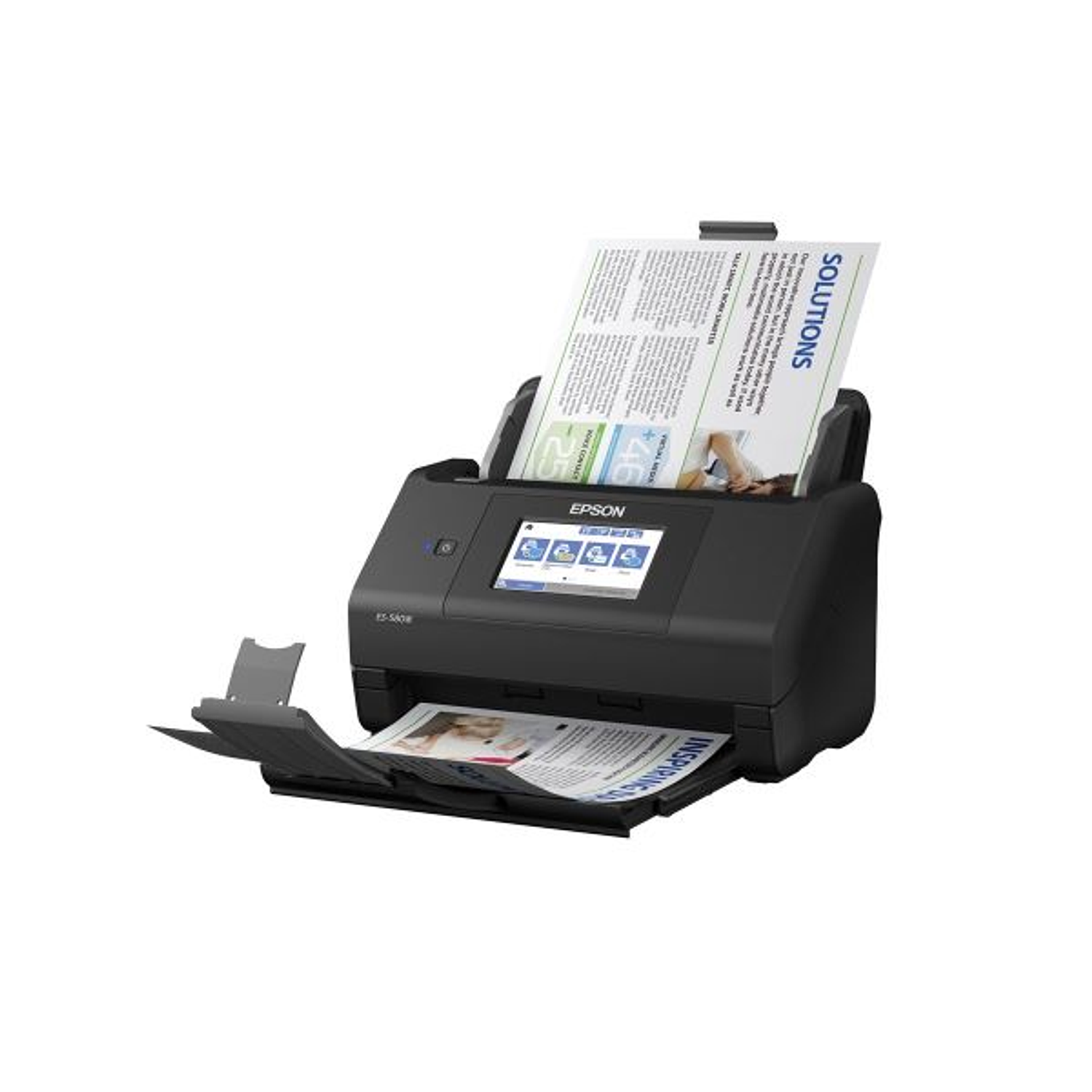 Epson WorkForce ES-580W Escáner de Documentos Dúplex Inalámbrico 35ppm 70ipm, ADF 100 Hojas, WiFi USB 3.0, OCR, Pantalla Táctil 4.3”, Escaneo a Nube y USB, 600 dpi 2