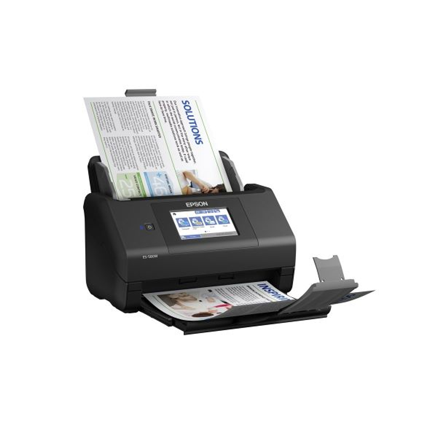 Epson WorkForce ES-580W Escáner de Documentos Dúplex Inalámbrico 35ppm 70ipm, ADF 100 Hojas, WiFi USB 3.0, OCR, Pantalla Táctil 4.3”, Escaneo a Nube y USB, 600 dpi 3