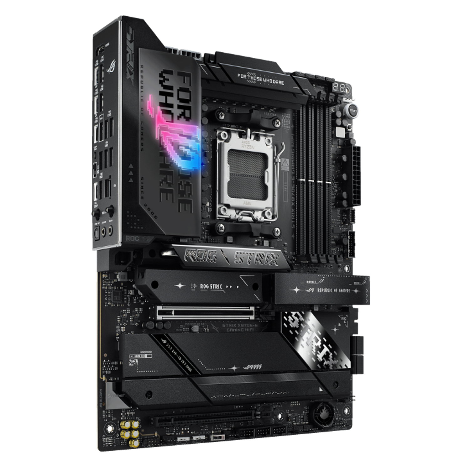 ASUS ROG STRIX X870E-E GAMING WIFI, Placa Madre AM5, PCIe 5.0, WiFi 7, ATX gaming, Ryzen 9000, Ryzen 8000, Ryzen 7000, USB4 40Gbps, Ethernet 5Gb, M.2 PCIe 5.0, ASUS ROG gaming, moth 2