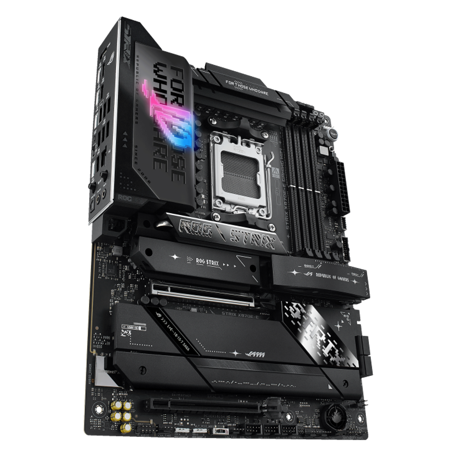 ASUS ROG STRIX X870E-E GAMING WIFI, Placa Madre AM5, PCIe 5.0, WiFi 7, ATX gaming, Ryzen 9000, Ryzen 8000, Ryzen 7000, USB4 40Gbps, Ethernet 5Gb, M.2 PCIe 5.0, ASUS ROG gaming, moth 3