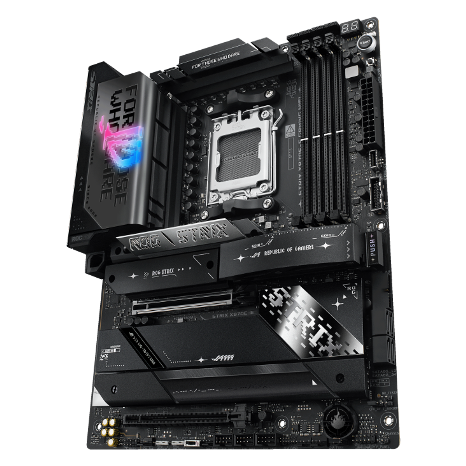 ASUS ROG STRIX X870E-E GAMING WIFI, Placa Madre AM5, PCIe 5.0, WiFi 7, ATX gaming, Ryzen 9000, Ryzen 8000, Ryzen 7000, USB4 40Gbps, Ethernet 5Gb, M.2 PCIe 5.0, ASUS ROG gaming, moth 4