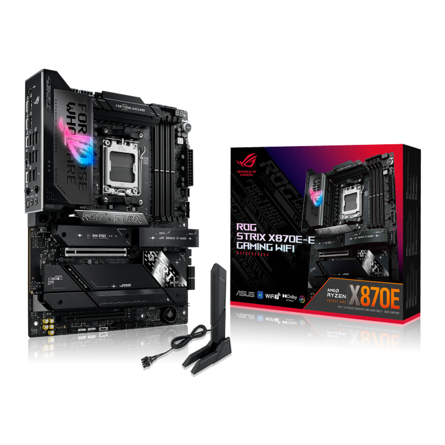 ASUS ROG STRIX X870E-E GAMING WIFI, Placa Madre AM5, PCIe 5.0, WiFi 7, ATX gaming, Ryzen 9000, Ryzen 8000, Ryzen 7000, USB4 40Gbps, Ethernet 5Gb, M.2 PCIe 5.0, ASUS ROG gaming, moth 12