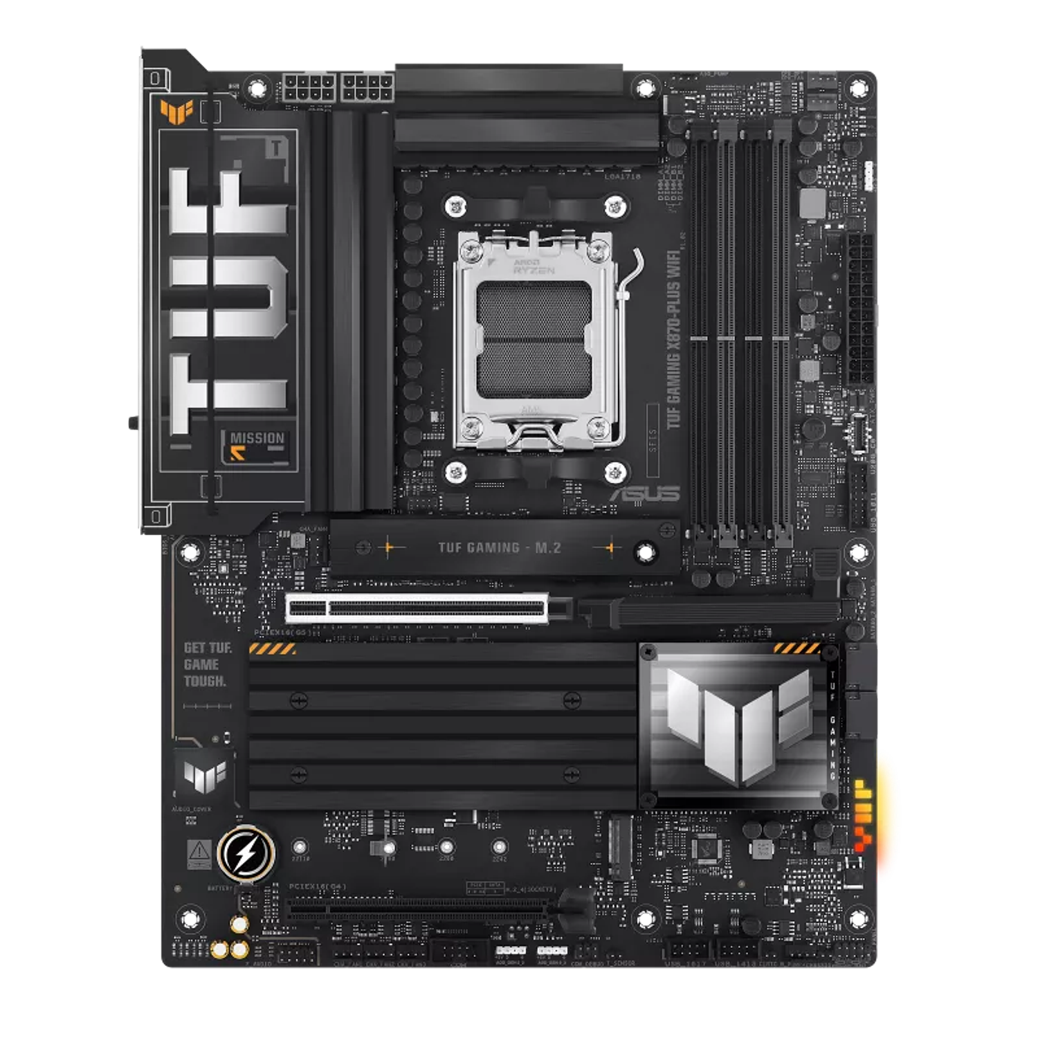 ASUS TUF GAMING X870-PLUS WIFI Placa Madre ATX AM5, DDR5, PCIe 5.0, WiFi 7, USB4, Gaming Ryzen 9000/8000/7000, RGB Aura Sync 1