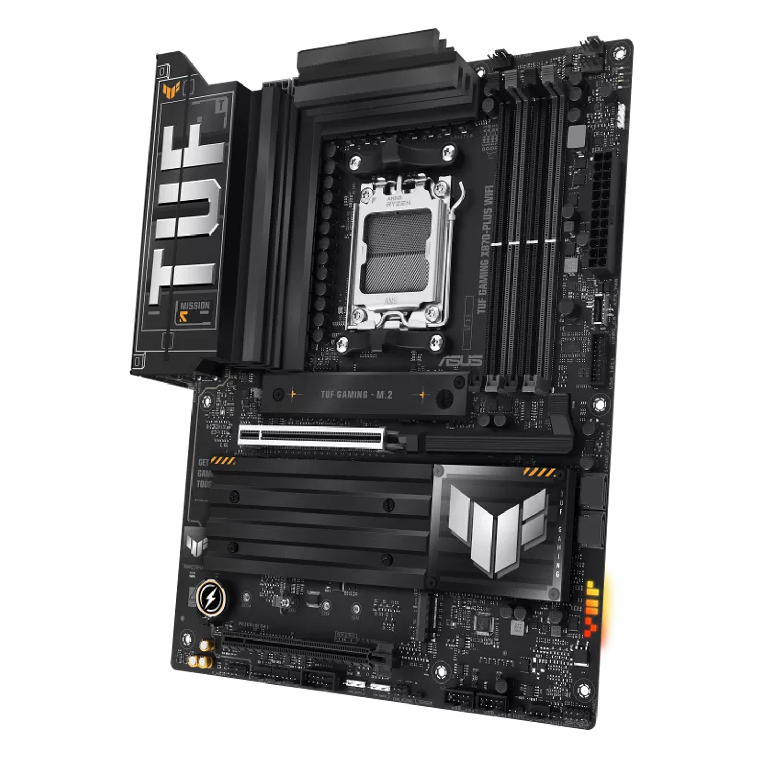 ASUS TUF GAMING X870-PLUS WIFI Placa Madre ATX AM5, DDR5, PCIe 5.0, WiFi 7, USB4, Gaming Ryzen 9000/8000/7000, RGB Aura Sync 2