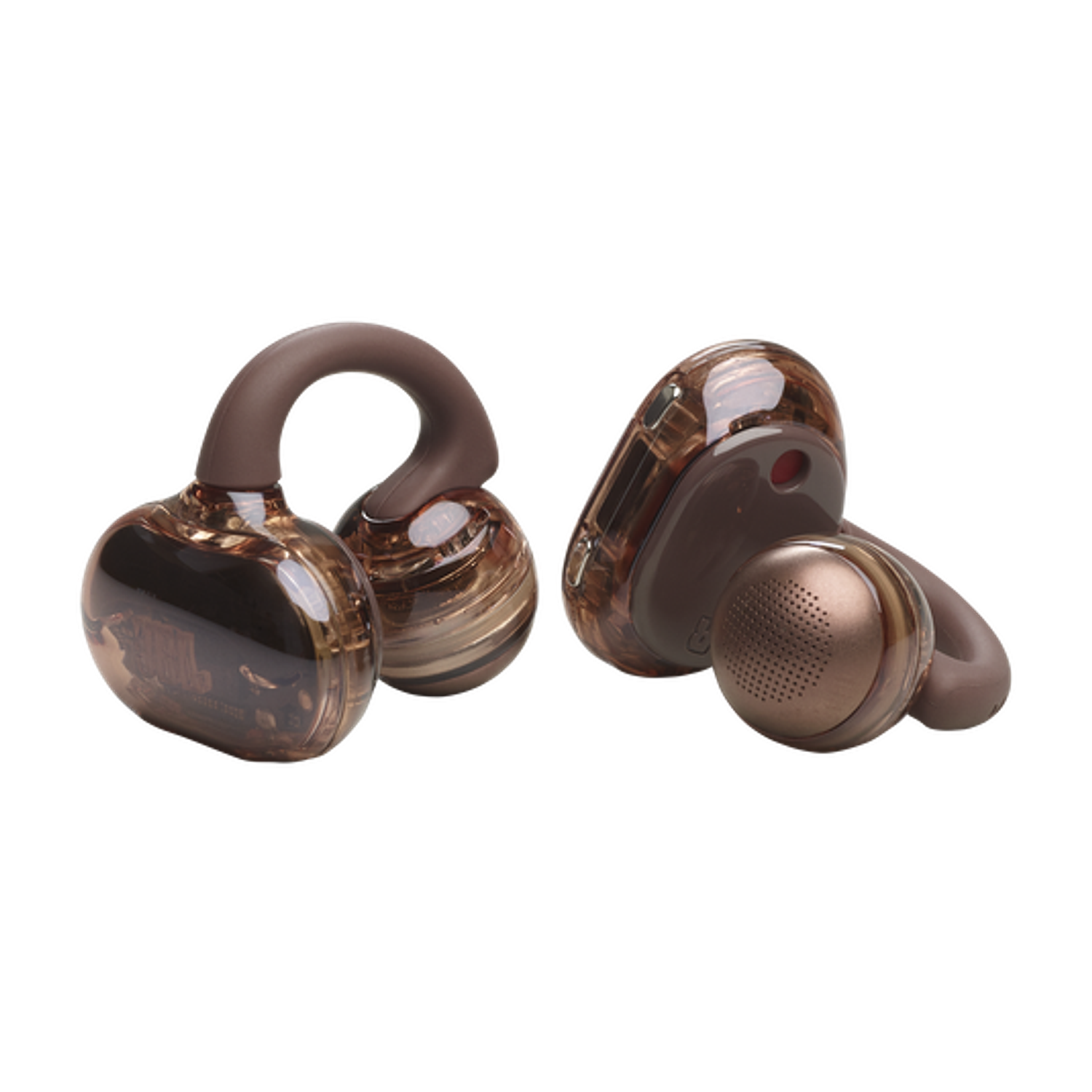 JBL Soundgear Clips TWS Open Ear, Audífonos Inalámbricos Bluetooth 5.4, OpenSound, Graves Potentes, 4 Micrófonos con IA, IP54 Resistente al Agua, 32H Batería, Multipunto, Control Táctil, Cafe 2