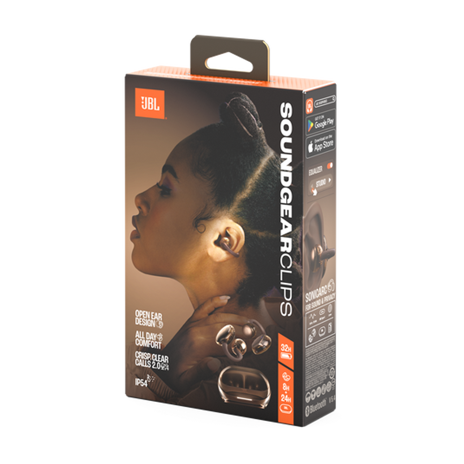 JBL Soundgear Clips TWS Open Ear, Audífonos Inalámbricos Bluetooth 5.4, OpenSound, Graves Potentes, 4 Micrófonos con IA, IP54 Resistente al Agua, 32H Batería, Multipunto, Control Táctil, Cafe 5