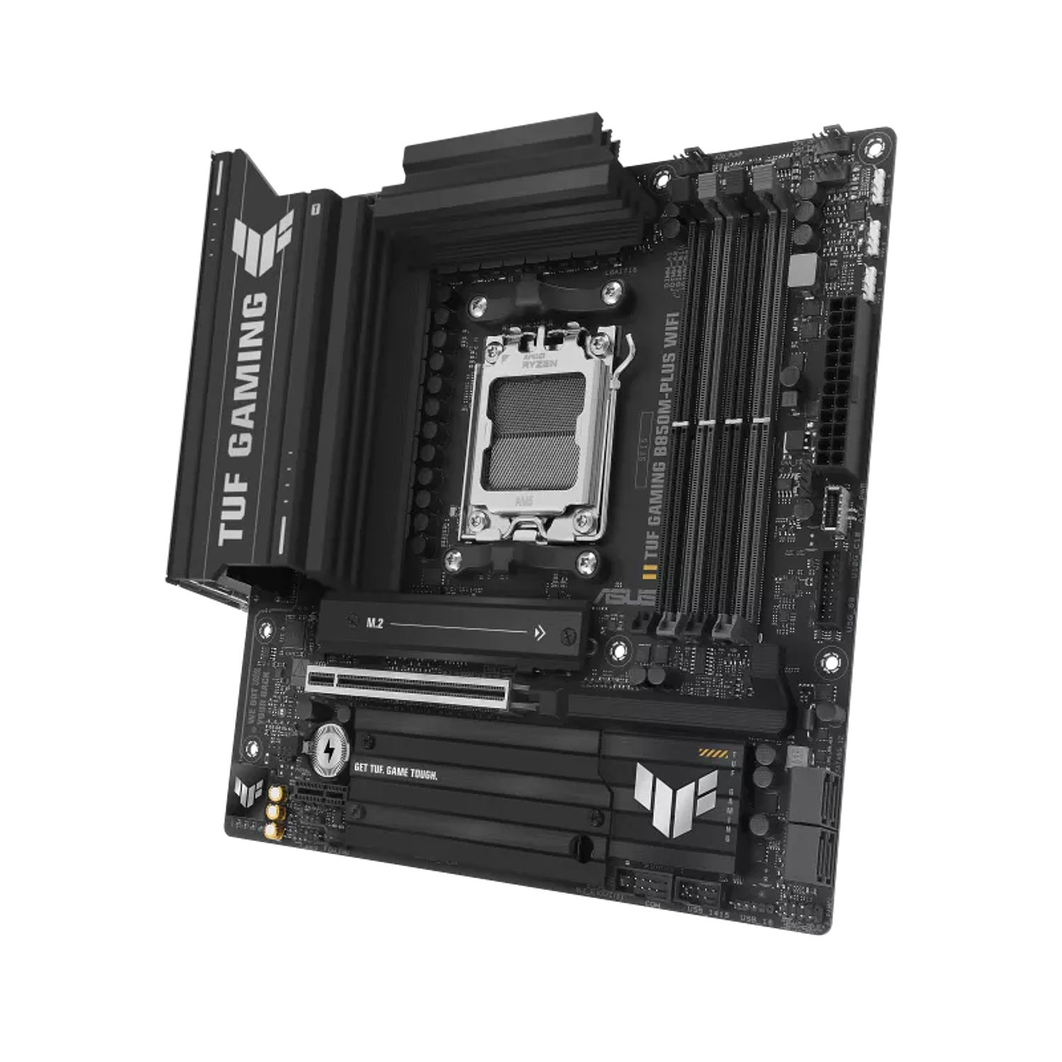 ASUS TUF GAMING B850M-PLUS WIFI Placa Madre AM5, DDR5, Micro-ATX, PCIe 5.0, WiFi 6E, Gaming, Workstation, Alta Velocidad, Compatible Ryzen 9000/8000/7000 3