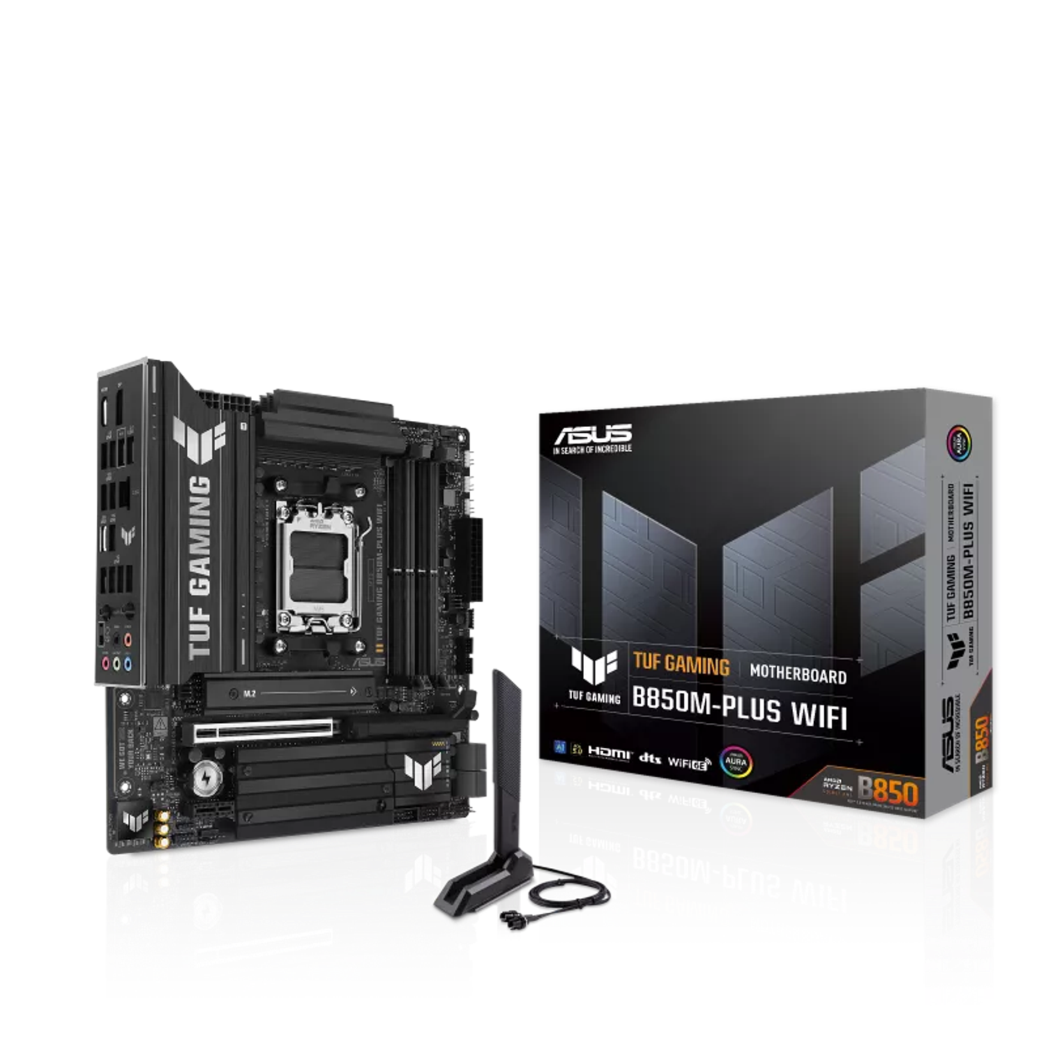 ASUS TUF GAMING B850M-PLUS WIFI Placa Madre AM5, DDR5, Micro-ATX, PCIe 5.0, WiFi 6E, Gaming, Workstation, Alta Velocidad, Compatible Ryzen 9000/8000/7000 8