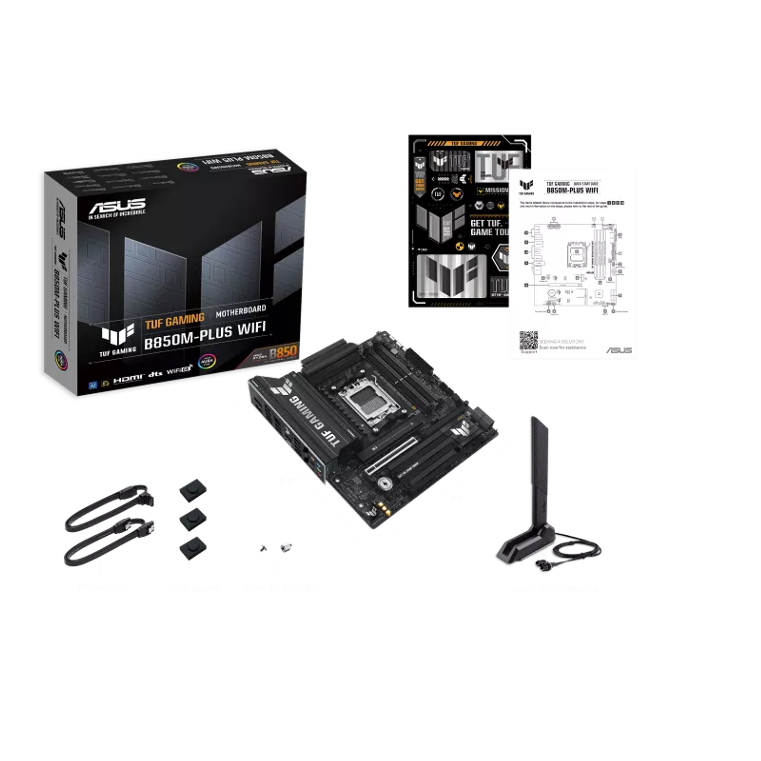 ASUS TUF GAMING B850M-PLUS WIFI Placa Madre AM5, DDR5, Micro-ATX, PCIe 5.0, WiFi 6E, Gaming, Workstation, Alta Velocidad, Compatible Ryzen 9000/8000/7000 9