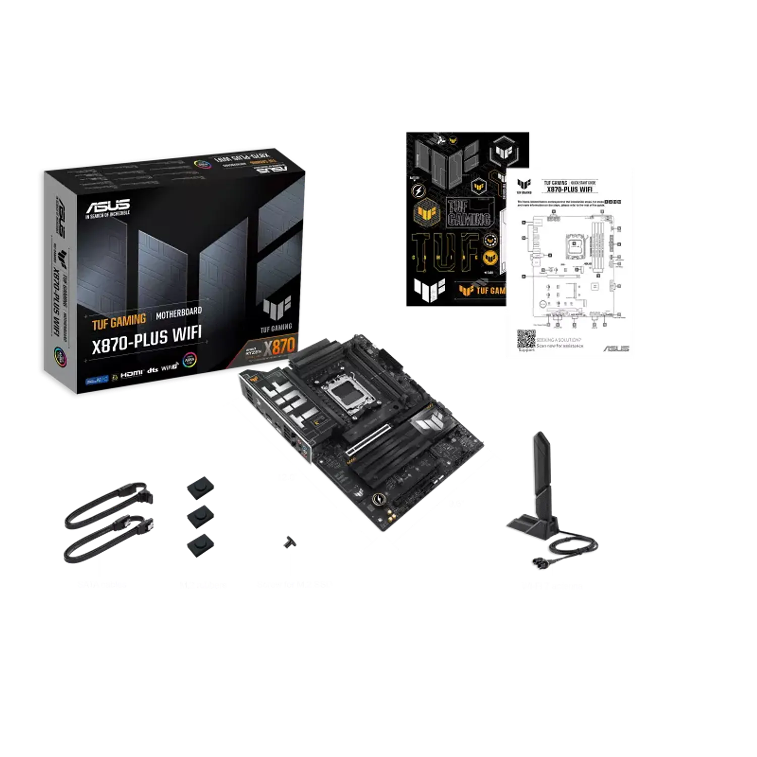 ASUS TUF GAMING X870-PLUS WIFI Placa Madre ATX AM5, DDR5, PCIe 5.0, WiFi 7, USB4, Gaming Ryzen 9000/8000/7000, RGB Aura Sync 7