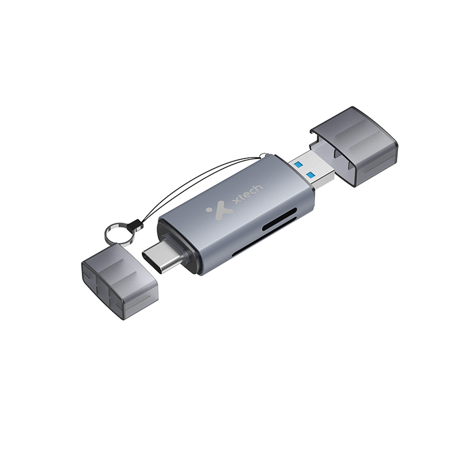 Xtech XTC-581 Lector de Tarjetas SD y MicroSD, USB 3.0, USB-C OTG, 5Gbps, Aluminio, Compatible Android, iOS, Windows, Mac 3