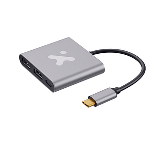 Xtech XTC-566 3 en 1 Adaptador USB-C a HDMI, hub USB-C con HDMI 4K, USB 3.0 y carga PD 60W, Adaptador Multipuerto Aluminio, Compatible Windows, MacOS, Android