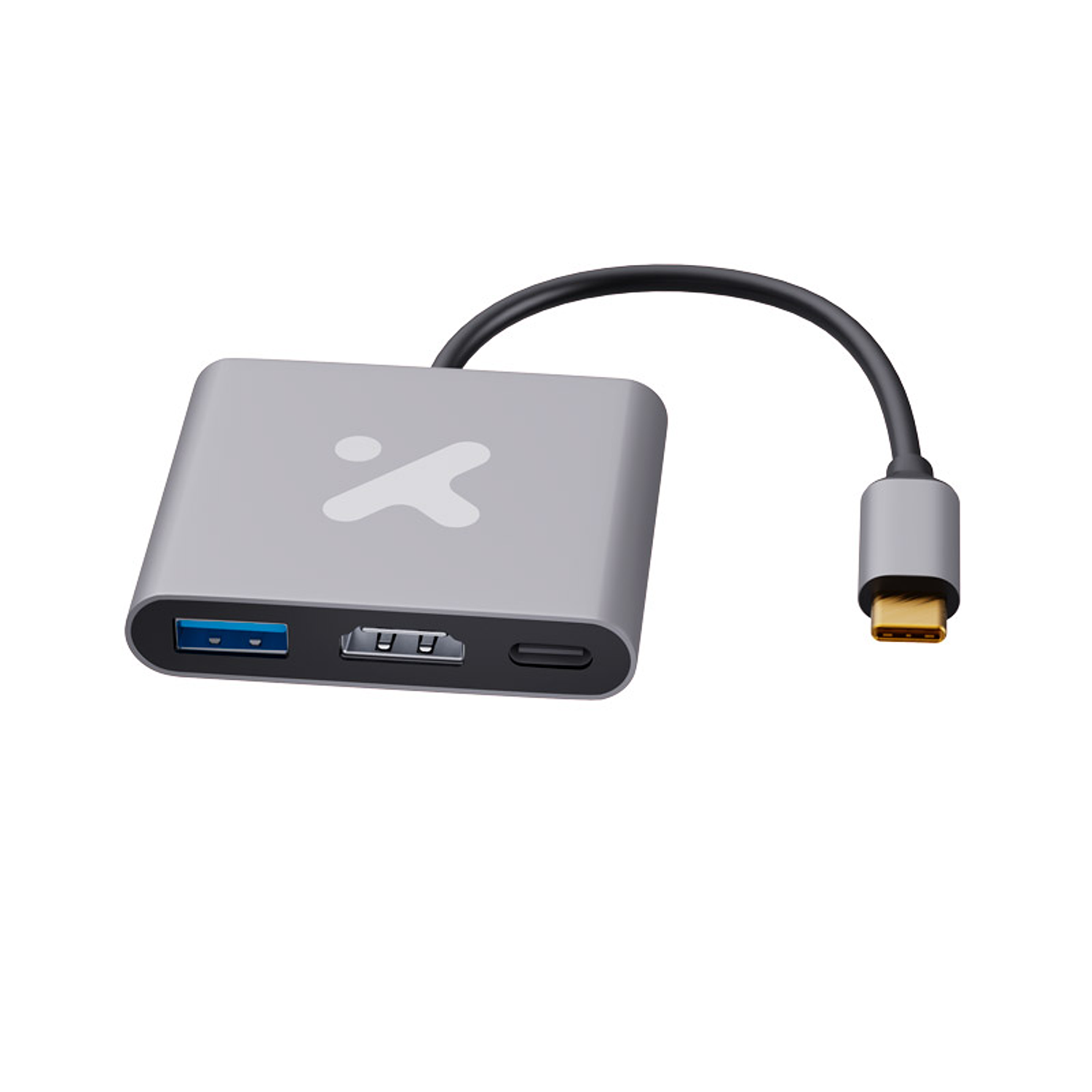 Xtech XTC-566 3 en 1 Adaptador USB-C a HDMI, hub USB-C con HDMI 4K, USB 3.0 y carga PD 60W, Adaptador Multipuerto Aluminio, Compatible Windows, MacOS, Android 1