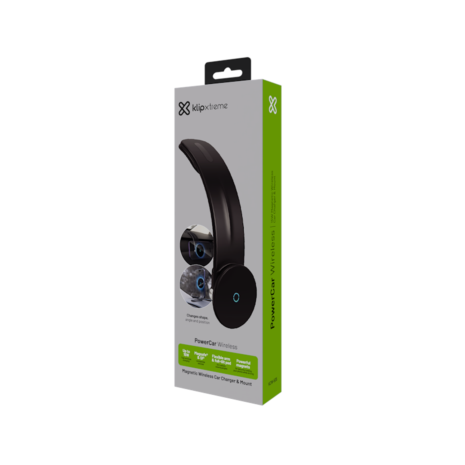 Klip Xtreme KCW-505 Cargador Inalámbrico para Auto, PowerCar 15W, Soporte Magnético, USB-C, Compatible MagSafe, Qi, Smartphones, AirPods, Apple Watch, Plegable, Adhesivo 6