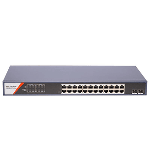 Hikvision DS-3E1526P-SI-24P2F Switch Smart Managed 24 Puertos Gigabit PoE + 2 Puertos SFP, 370W