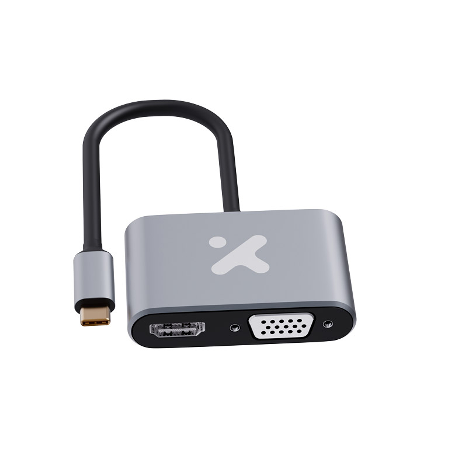 Xtech XTC-542 Adaptador USB-C a HDMI y VGA 2 en 1, 4K 30Hz, Full HD, Video Adapter para Laptop, MacBook y PC 1