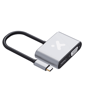 Xtech XTC-542 Adaptador USB-C a HDMI y VGA 2 en 1, 4K 30Hz, Full HD, Video Adapter para Laptop, MacBook y PC