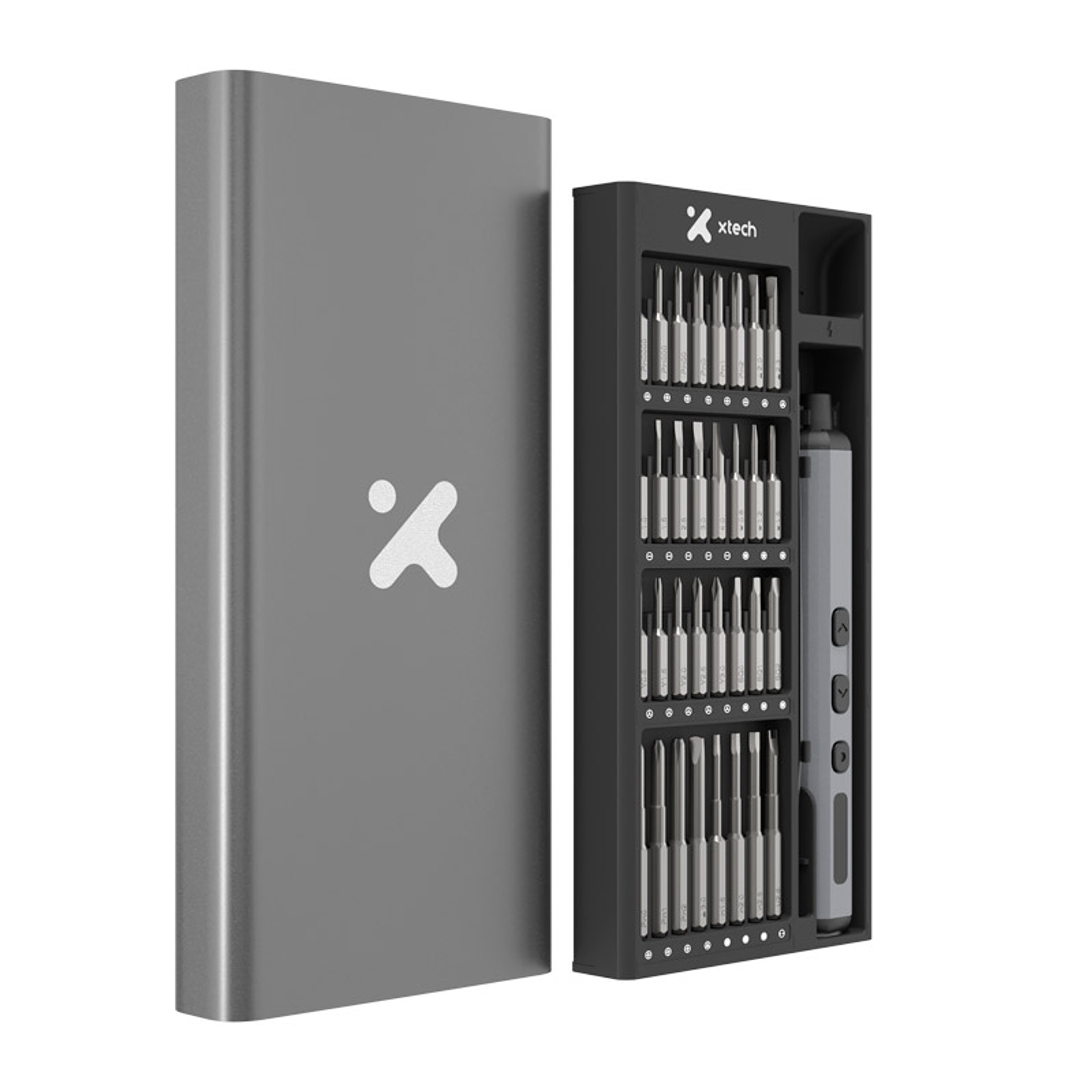 Xtech XTA-821 Destornillador Eléctrico de Precisión 68 en 1 Recargable USB-C, Kit de Reparación Electrónica con 64 Puntas S2 3